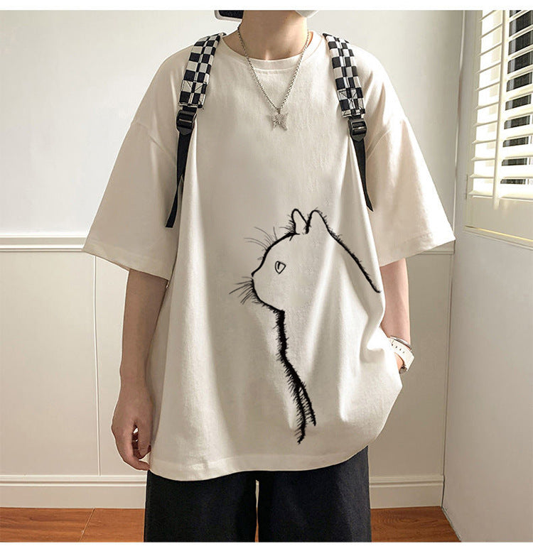 Curious Cat Oversized Unisex T-Shirt 🐱