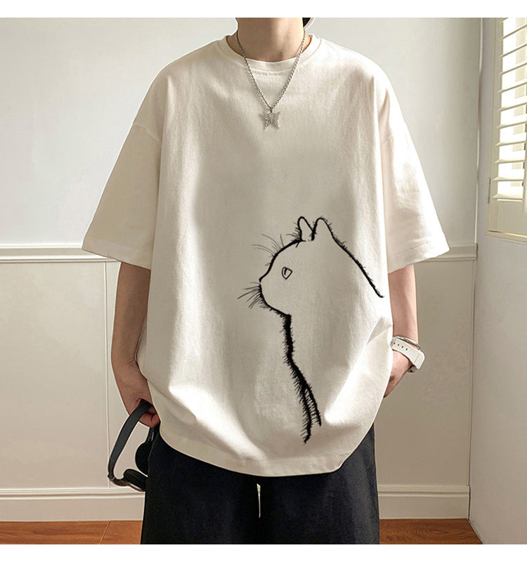 Curious Cat Oversized Unisex T-Shirt 🐱