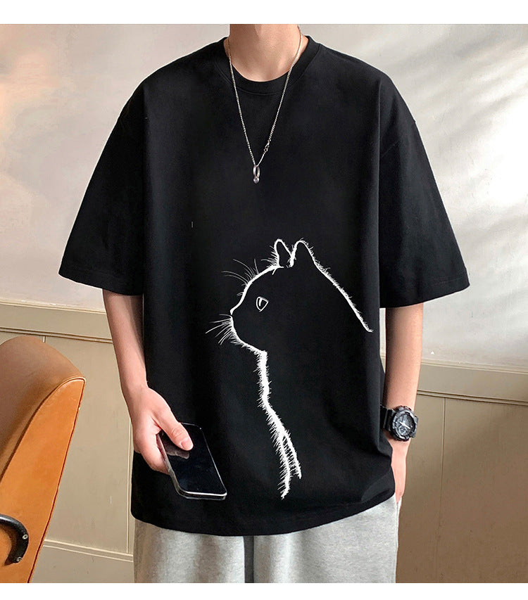 Curious Cat Oversized Unisex T-Shirt 🐱