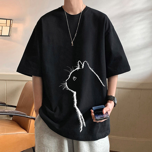 Curious Cat Oversized Unisex T-Shirt 🐱