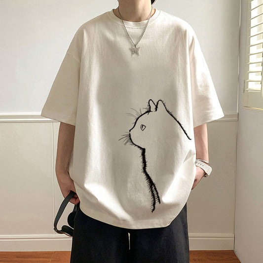 Curious Cat Oversized Unisex T-Shirt 🐱